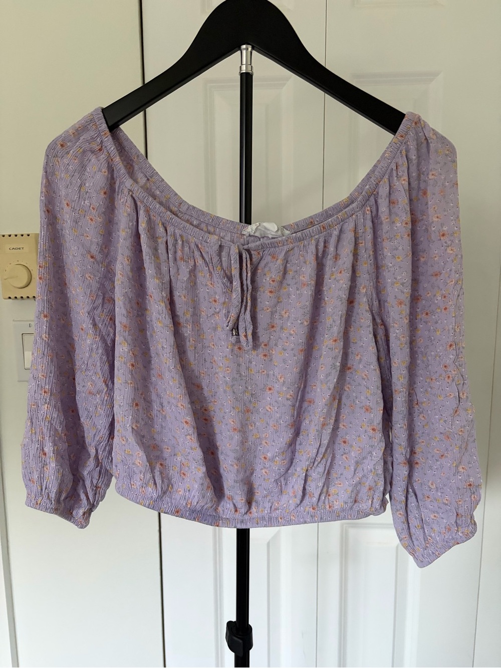 Hippie Rose Lavender Off-Shoulder Floral Blouse